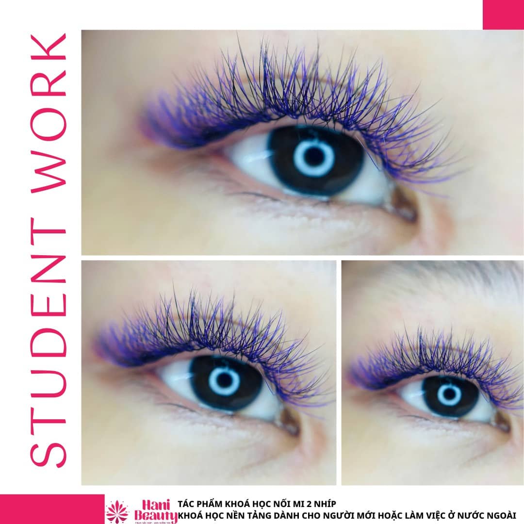 Học nối mi chuyên sâu tại Hani Academy, kỹ thuật Eyeliner effect, phối màu Ombre và thiết kế sáng tạo.